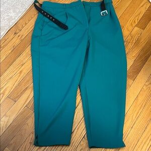 ASOS Teal Women's Cropped Pants with Black Belt